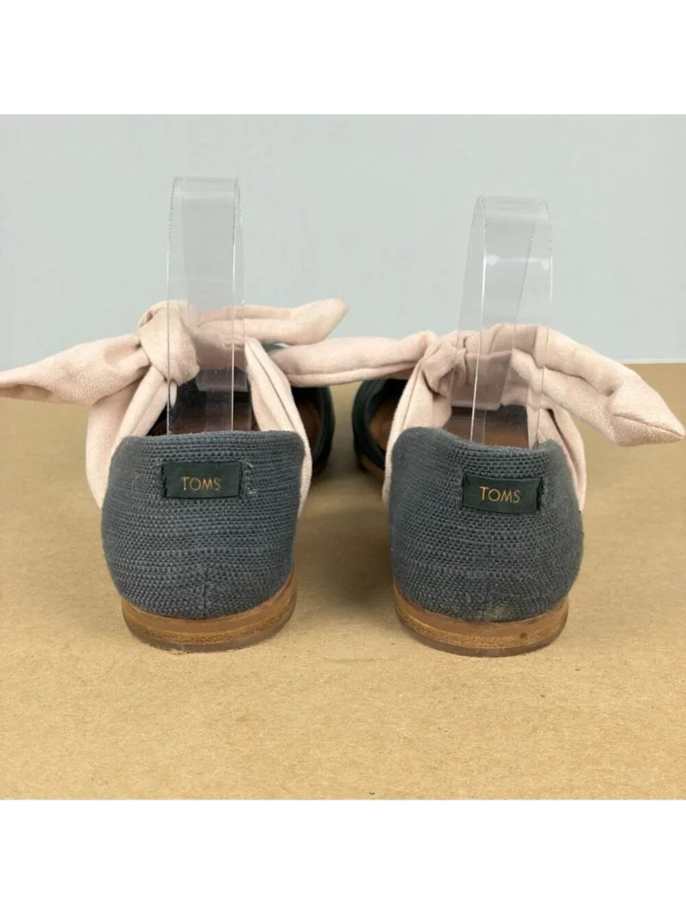 Toms Jutti D'Orsay Bow Flats Womens 8 Gray Pink Casual Comfort Tie On